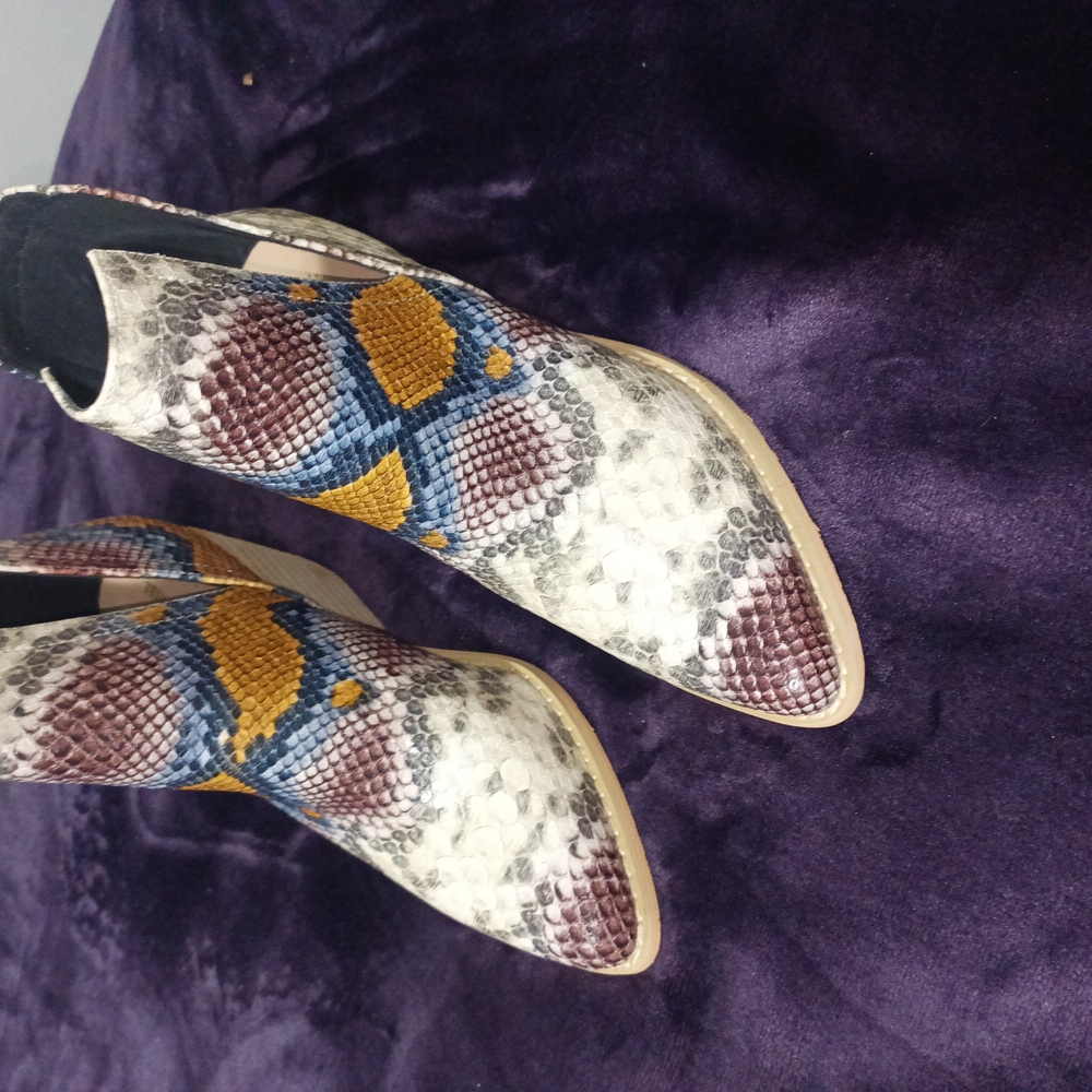 Stylish Multicolor Snakeskin Ankle Boots